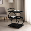 Modern Black Metal Serving Trolley – 3-Tier Designer Utility Cart with Wheels