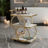 Luxury Gold & White 3-Tier Serving Trolley with Circular Frame – Premium Bar, Tea & Décor Cart