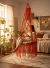Boho Macramé Hanging Swing Chair – Handwoven Indoor Relaxation Seat